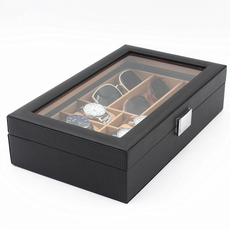 Glasögon 3 st och Klockbox 6 st Lyxmodell i Carbon - Svart/Svart