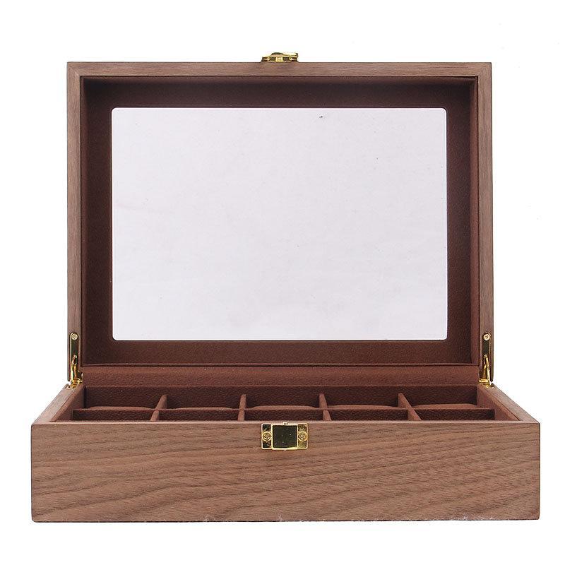 Klockbox 10 klockor Valnöt - Brun