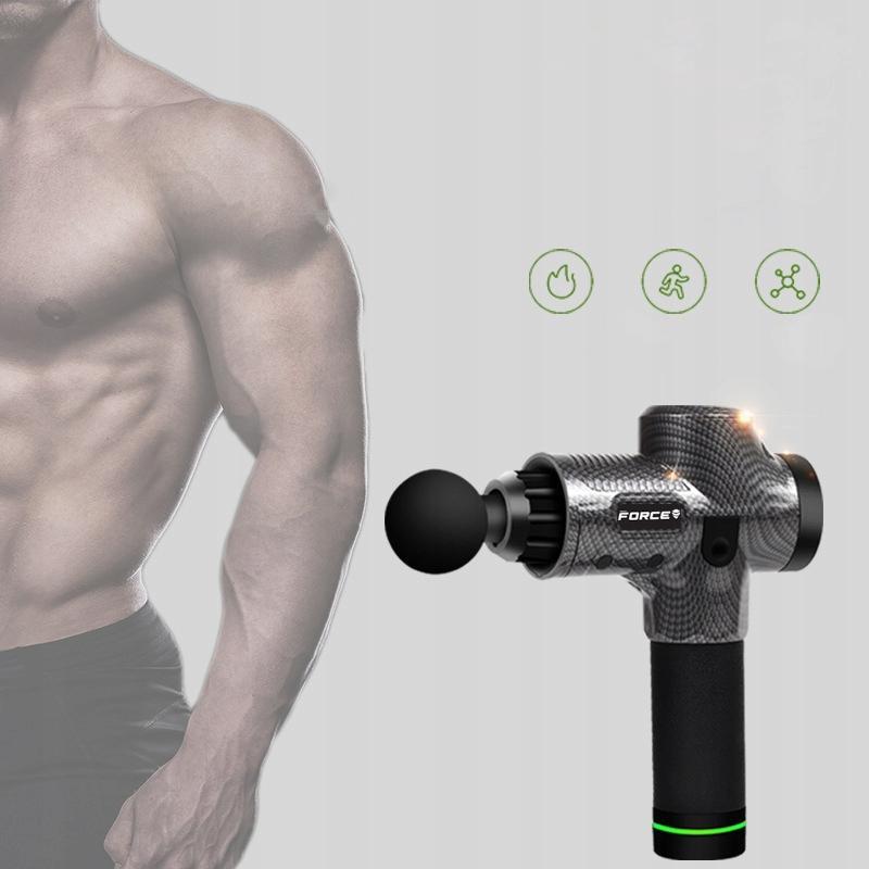 Massagepistol Kraftfull med 10 huvuden och väska - Grå
