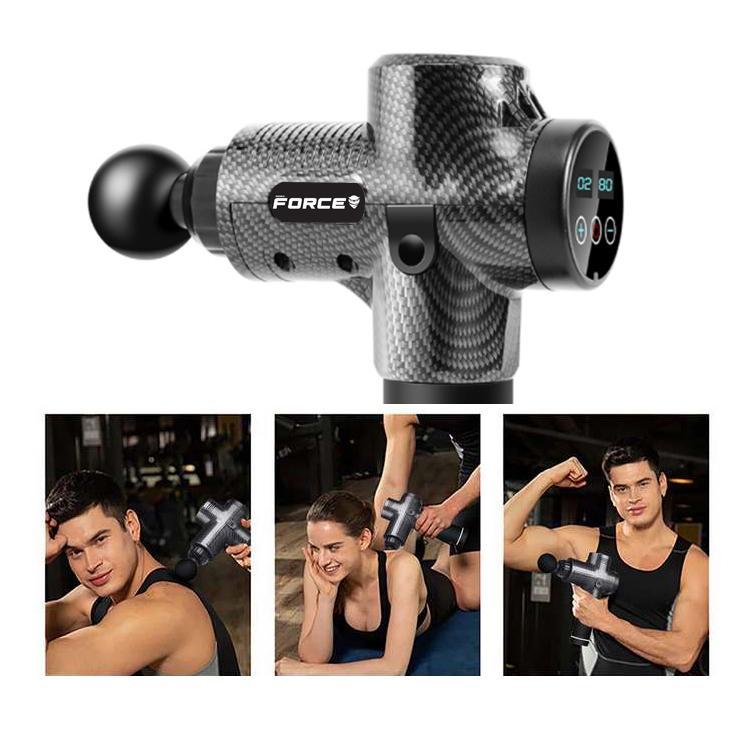 Massagepistol Kraftfull med 10 huvuden och väska - Grå