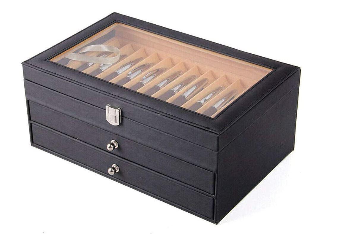 Pennbox 36 pennor Svart PU läder