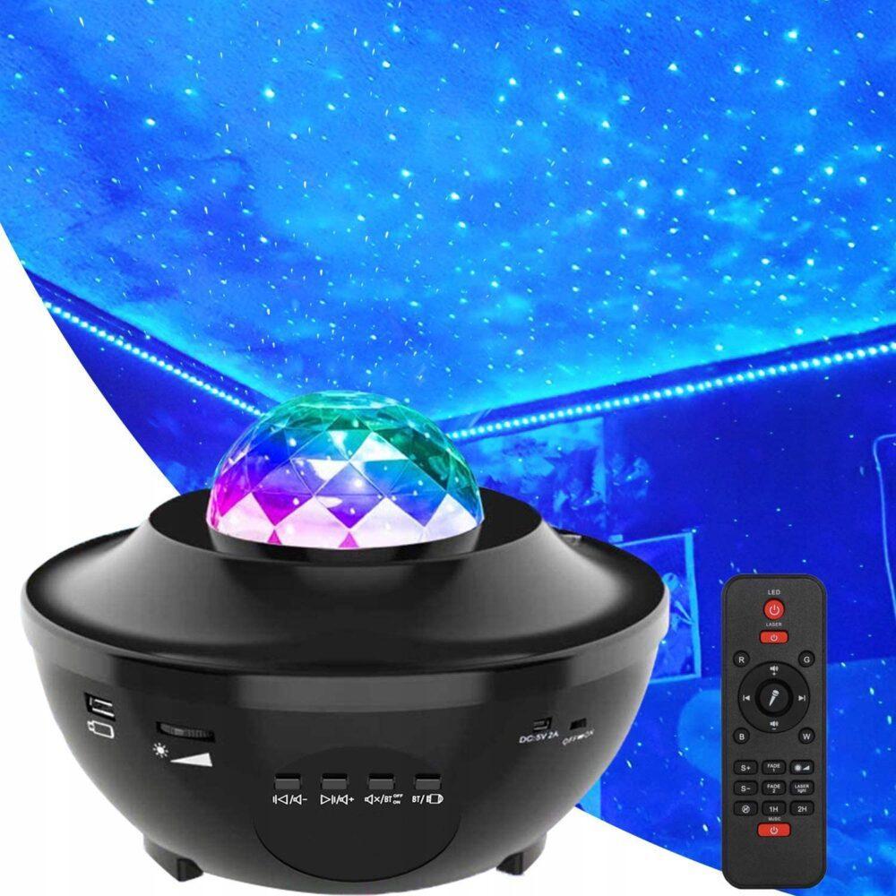 Stjärnprojektorlampa Galaxy med högtalare och fjärrkontroll