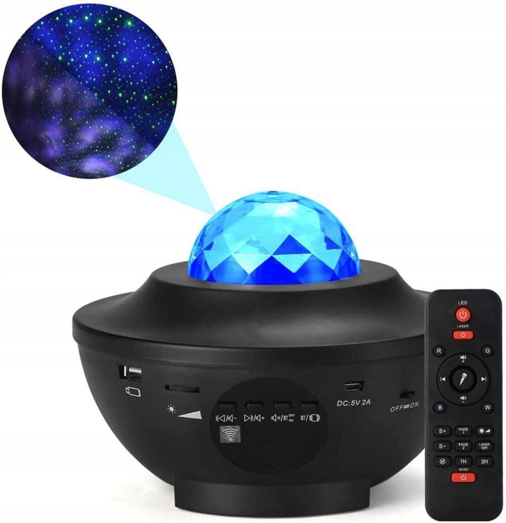 Stjärnprojektorlampa Galaxy med högtalare och fjärrkontroll