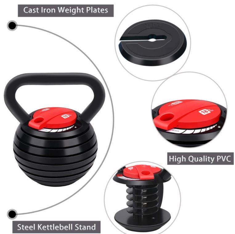 Svart Kettlebell 18kg Justerbar