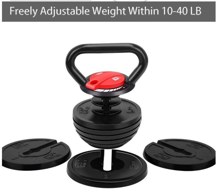 Svart Kettlebell 18kg Justerbar