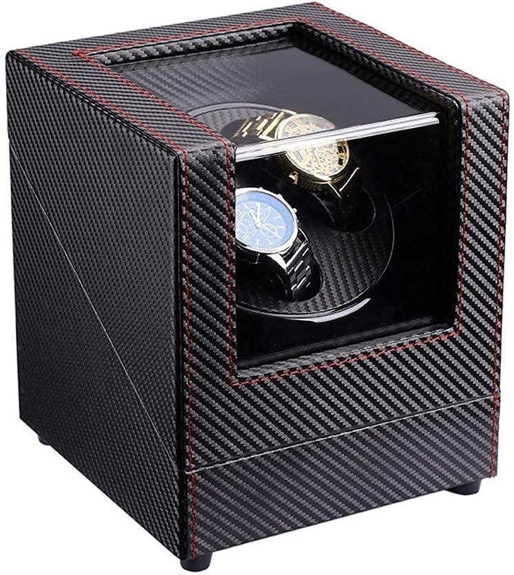 Watch Winder för 2 klockor - Lyxmodell Carbon med röd söm