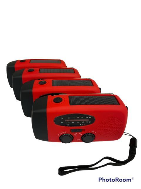 4 pack Nödradio / Vevradio med solceller ficklampa 2000mAh Li Batteri