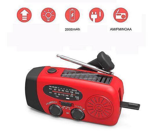 4 pack Nödradio / Vevradio med solceller ficklampa 2000mAh Li Batteri
