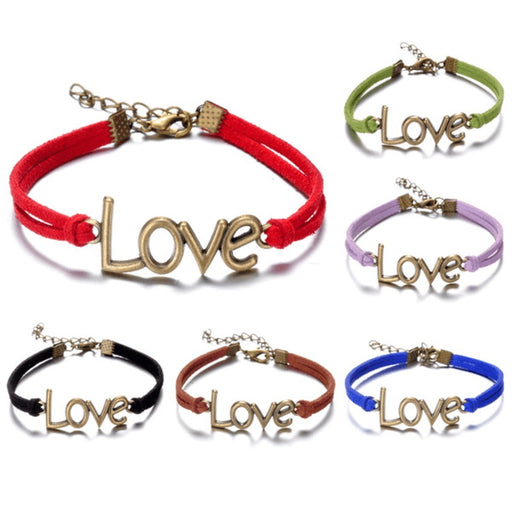 Armband med text "Love" i metall - Flera färger