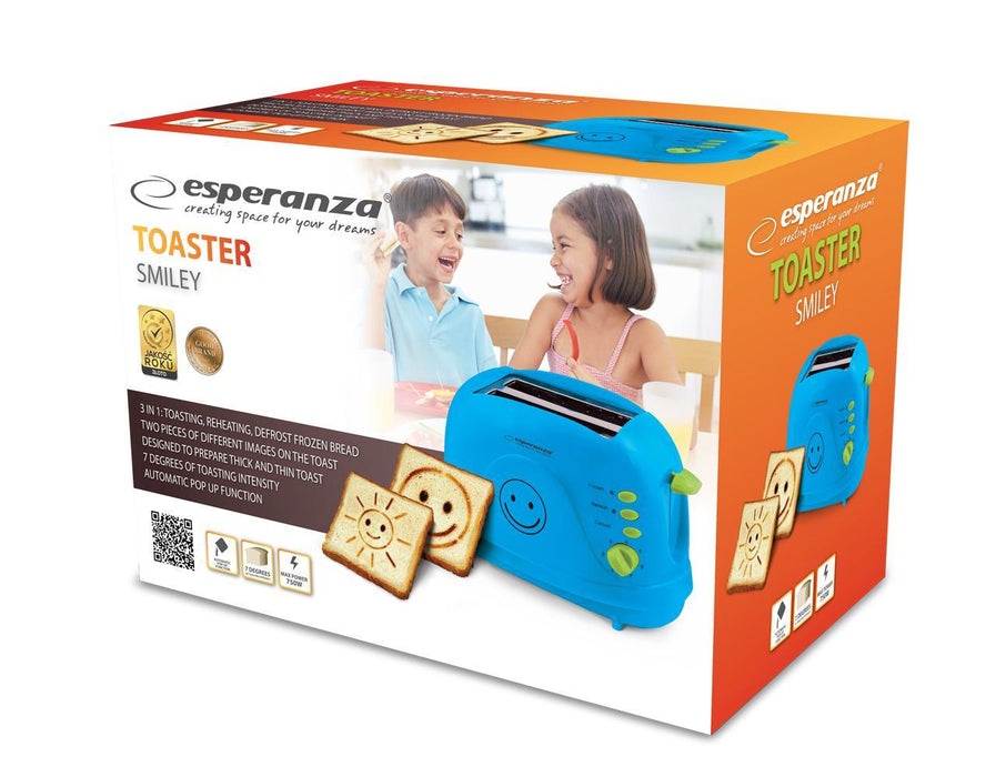 Brödrost Toaster Smiley rostar bilder EKT003B Blå