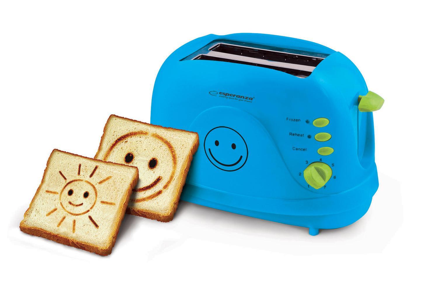 Brödrost Toaster Smiley rostar bilder EKT003B Blå