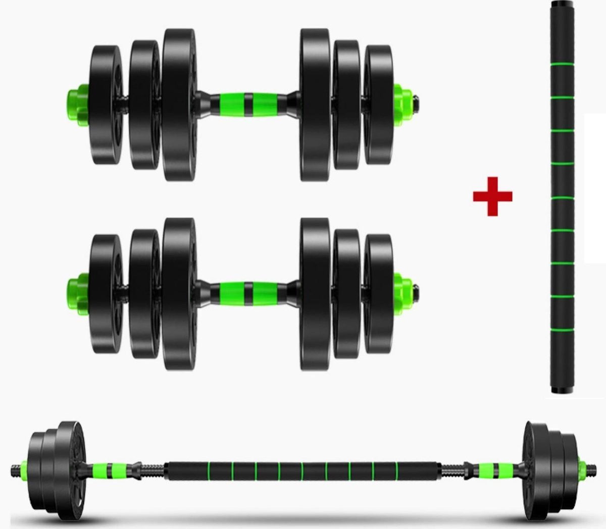 Hantel och skivstång kit 15kg GRÖN