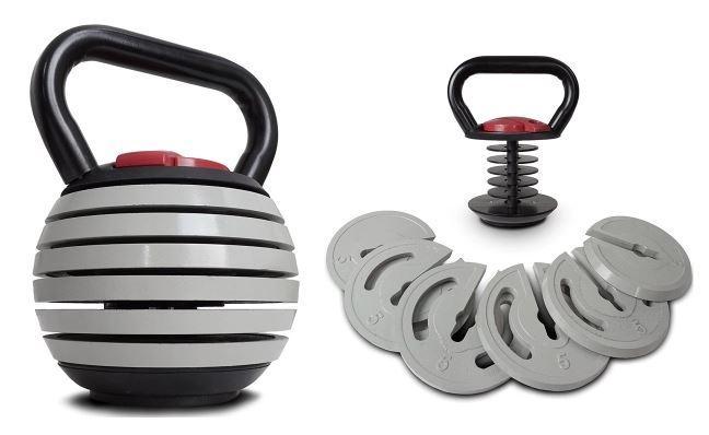 Kettlebell 18kg Justerbar Grå