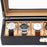 Klockbox 6 klockor  -  Lyxmodell i svart carbon med ljusbrun insida