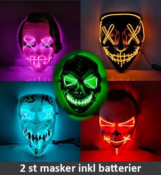 LED Mask 2 pack inkl batterier - halloween