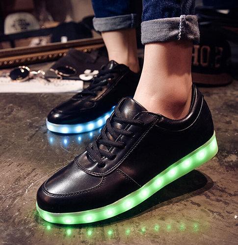 LED skor sneakers Barn/Vuxna, SVARTA - storlek 27-45