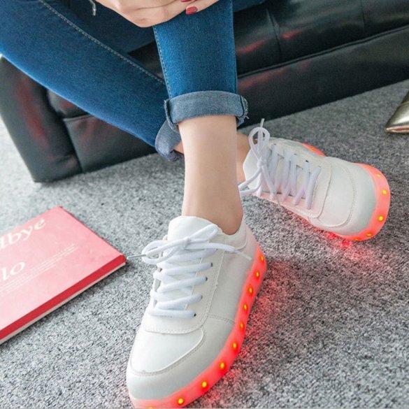 LED skor sneakers Barn/Vuxna, VITA - storlek 27-45