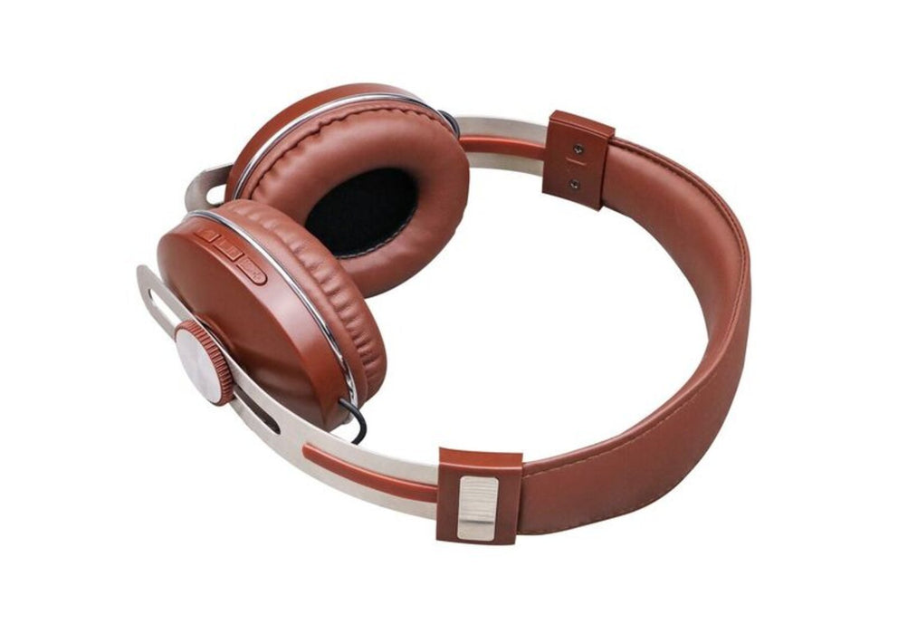 On Ear Bluetooth hörlurar i brunt skinn