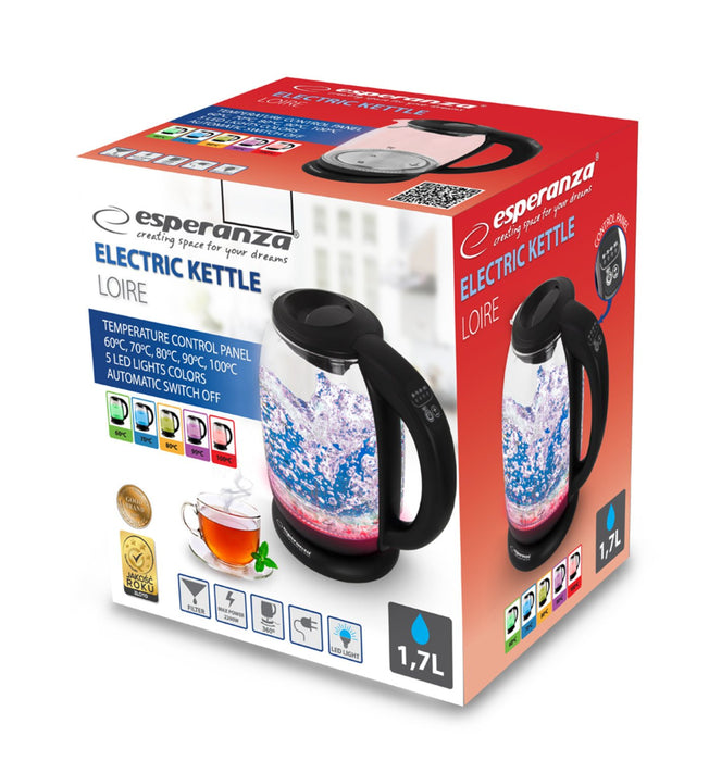 VATTENKOKARE GLAS LOIRE 1.7 L - LED TEMPERATURMÄTARE