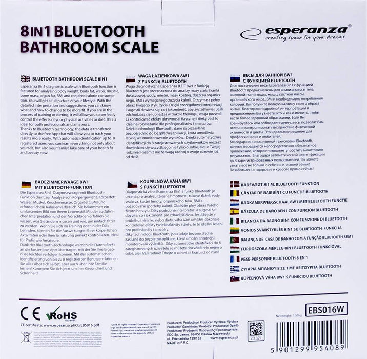 Våg för hemmet - EBS016W Bluetooth 8i1 B.FIT - VIT